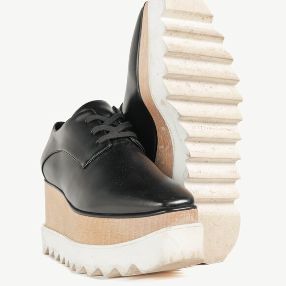 Stella McCartney Elyse Black Vegan-Leather Lace-Up Platforms - Picture 4 of 10